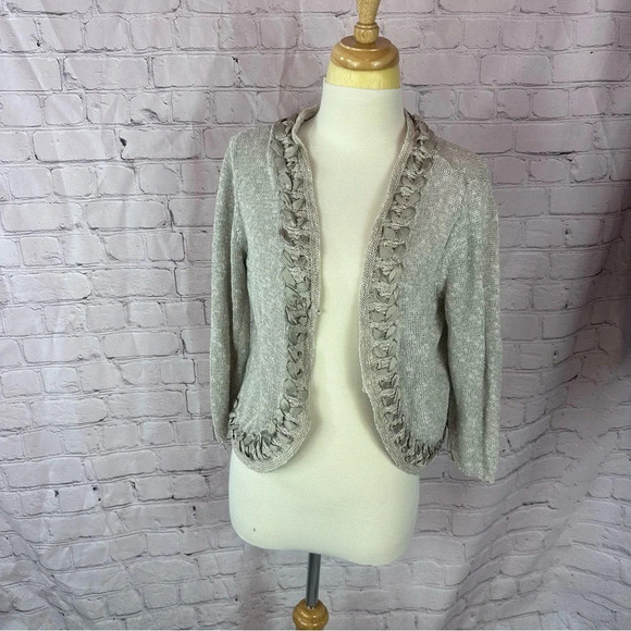 vintage coldwater creek open front cardigan  crochet ribbon detail large 14-16 - Picture 1 of 8